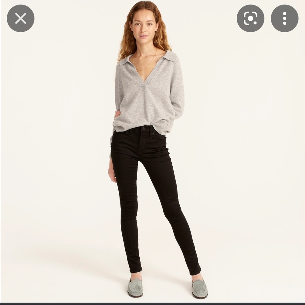 J. Crew Mid-Rise Toothpick Black Ankle Jeans Size 23P